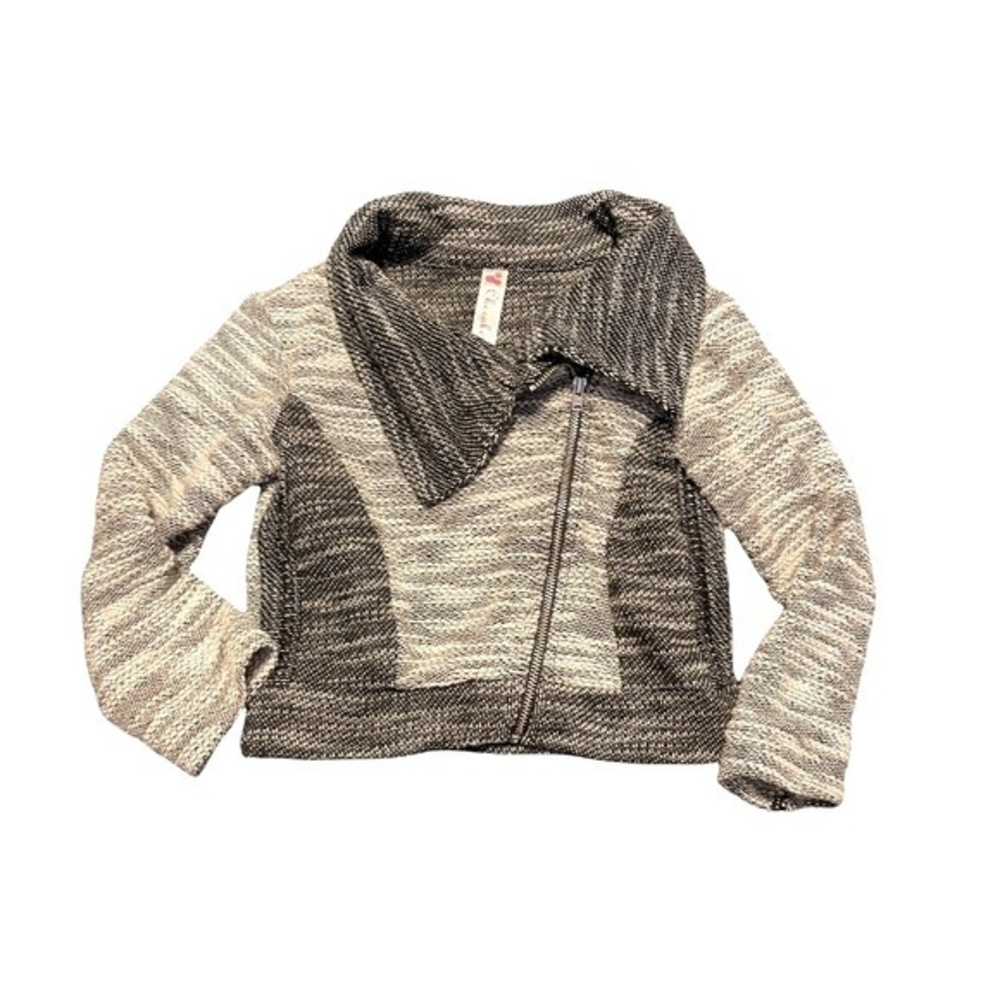 Cherokee 4T dark‎ & light grey tweed  marl cotton blend zip moto jacket